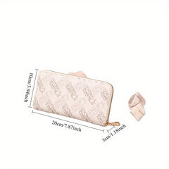 Women's Long Zipper Closure Wallet with Card Slots - Golden Tone Hardware
