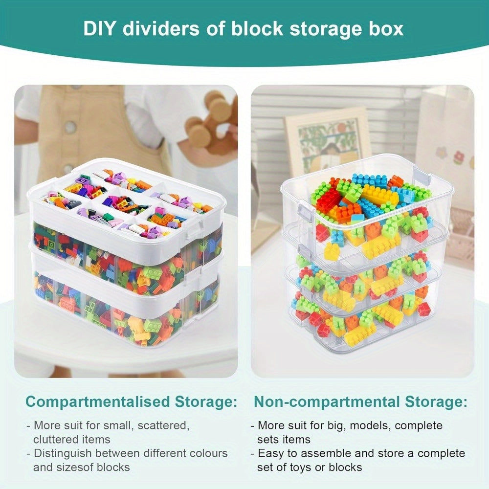 3 Tier Large Stackable Storage Box With Lids & Compartments Organiser