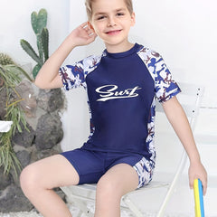 Boys Teen Casual Letter Print Swimsuit Set