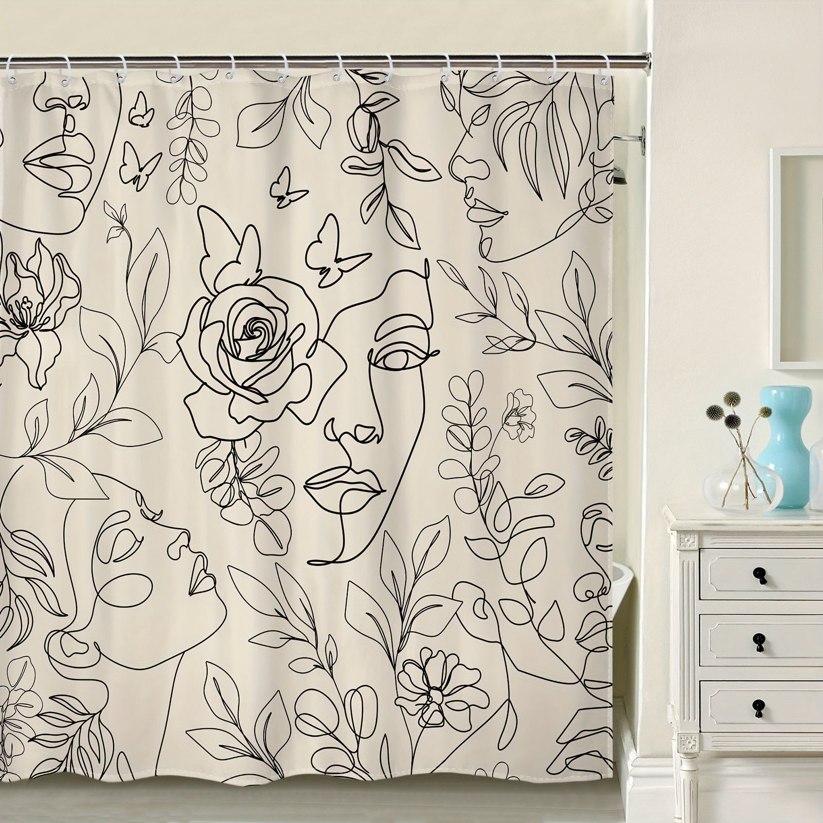 Abstract Face Shower Curtain