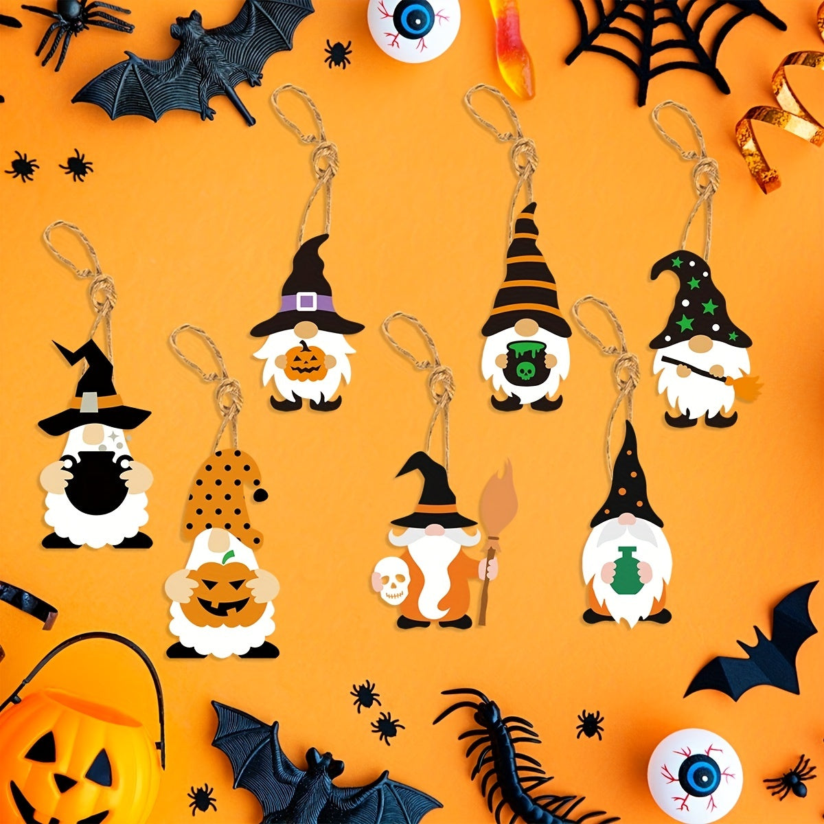 8pcs Halloween Hanging Decorations Pumpkin Bats Spider Themed Party Decor Toys