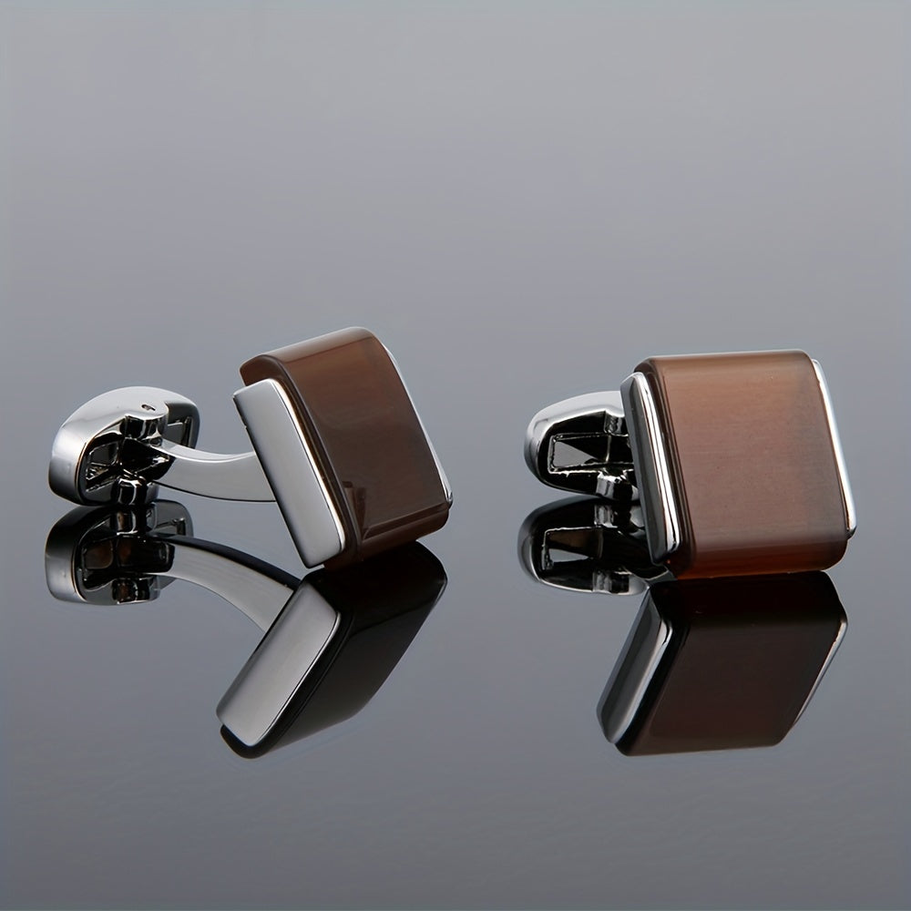 Cat Eye Stone Square Men's Dress Shirt Cufflinks