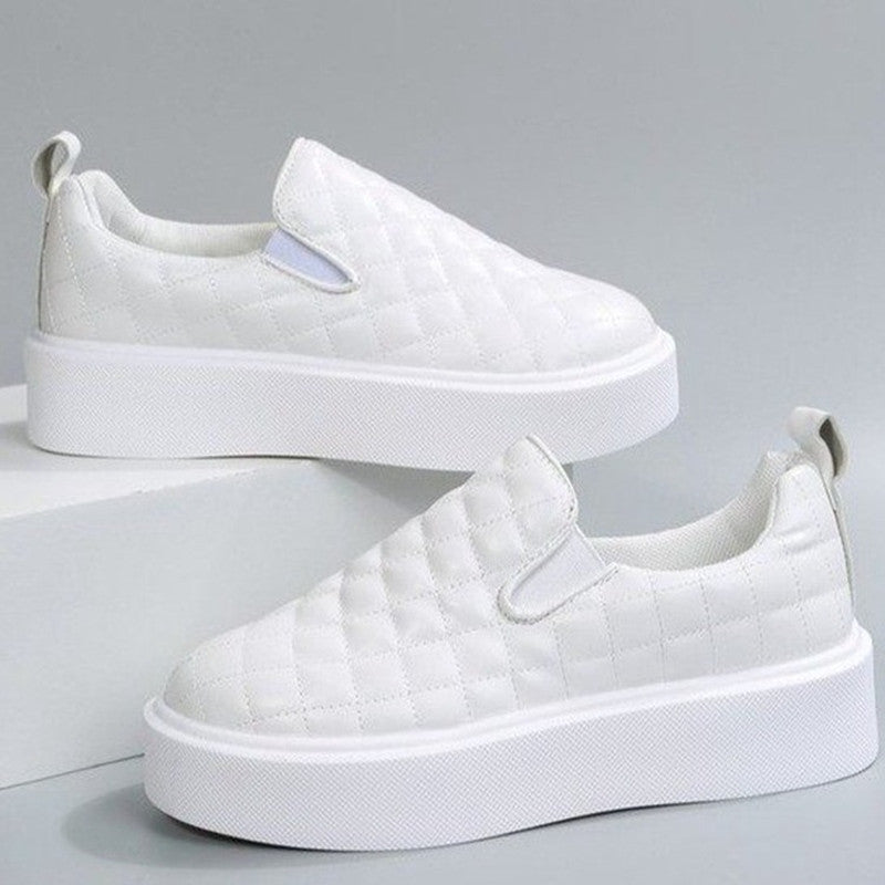 Women's Quilted Flat Loafers Slip-On Casual Shoes