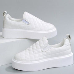 Women's Quilted Flat Loafers Slip-On Casual Shoes