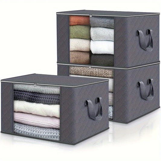 3pcs Large Foldable Fabric Storage Bins for Clothes Blankets & More