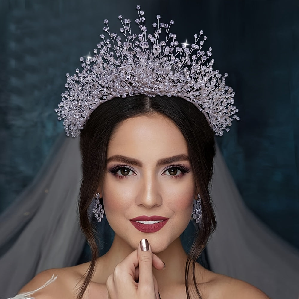 Crystal Rhinestone Bridal Headband Wedding Hair Accessory Tiara for Brides
