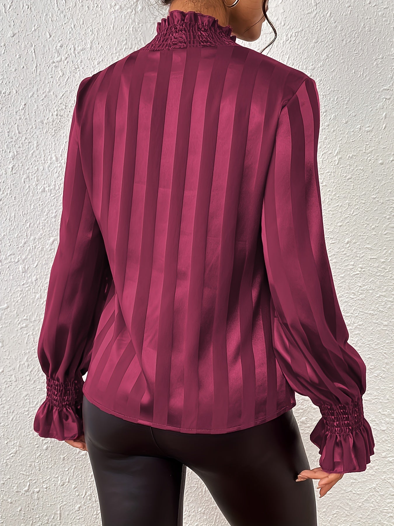Solid Satin Flounce Sleeve Blouse