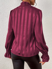 Solid Satin Flounce Sleeve Blouse