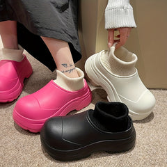 Elastic Slip On Fur Fleece Lined Sport Clogs Waterproof Winter Sandals