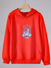 Cartoon Bear Print Hoodies With Pocket Girls Comfy Hooded Pullover
