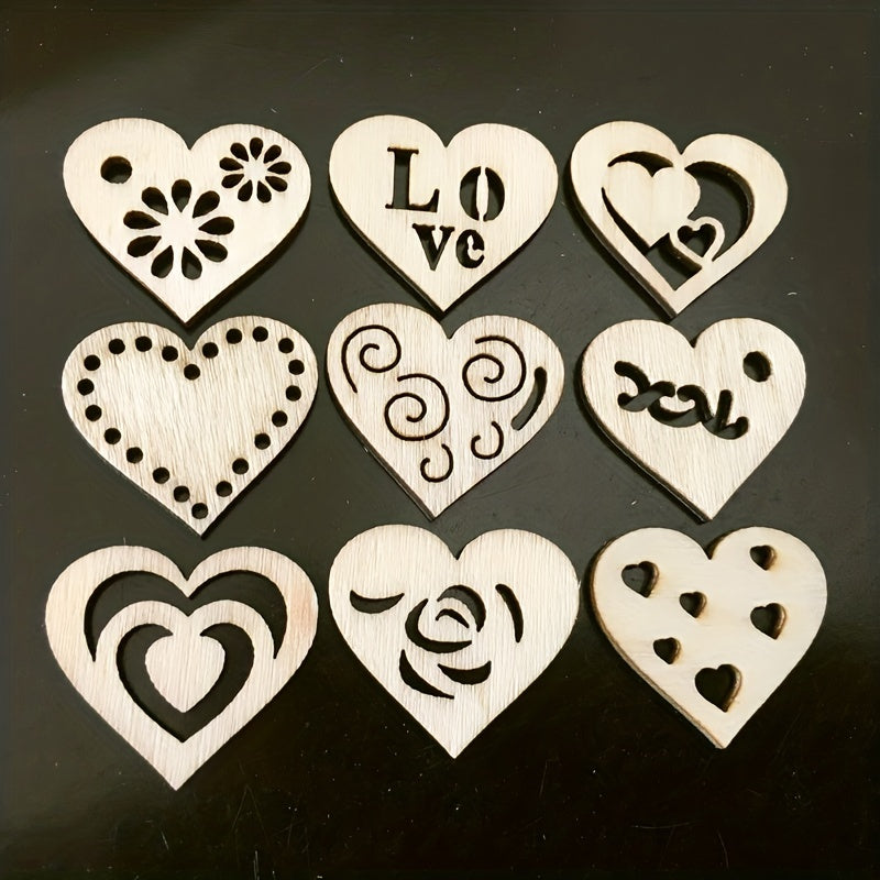 20pcs 1 18in DIY Wooden Love Heart Mix Shapes for Painting and Decoration