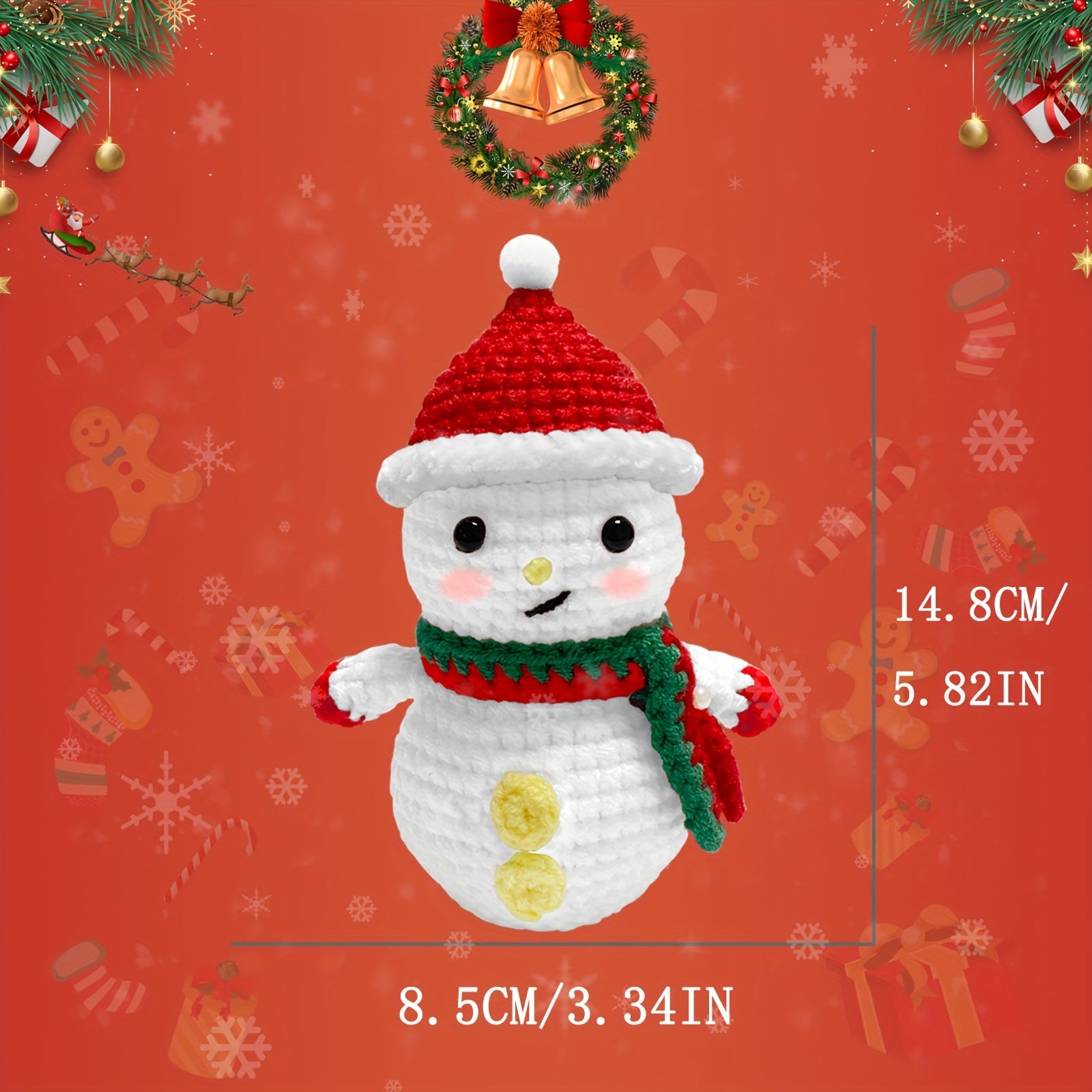 Christmas Snowman Crochet Kit for Beginners - DIY Knitting Set