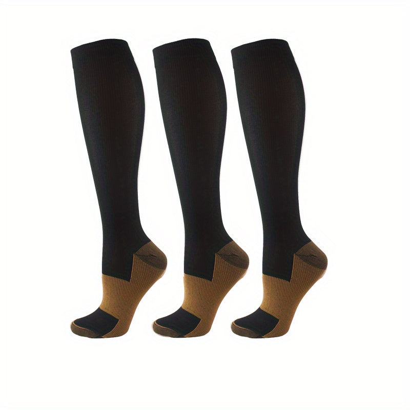3 Pairs Copper Compression Stocking Outdoor Nylon Socks