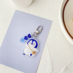 Cartoon Penguin Acrylic Keychain Double Sided Bag Pendant