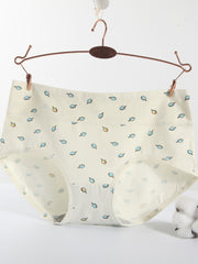 5pcs Print High Waist Briefs Comfy & Stretch Intimates Panties