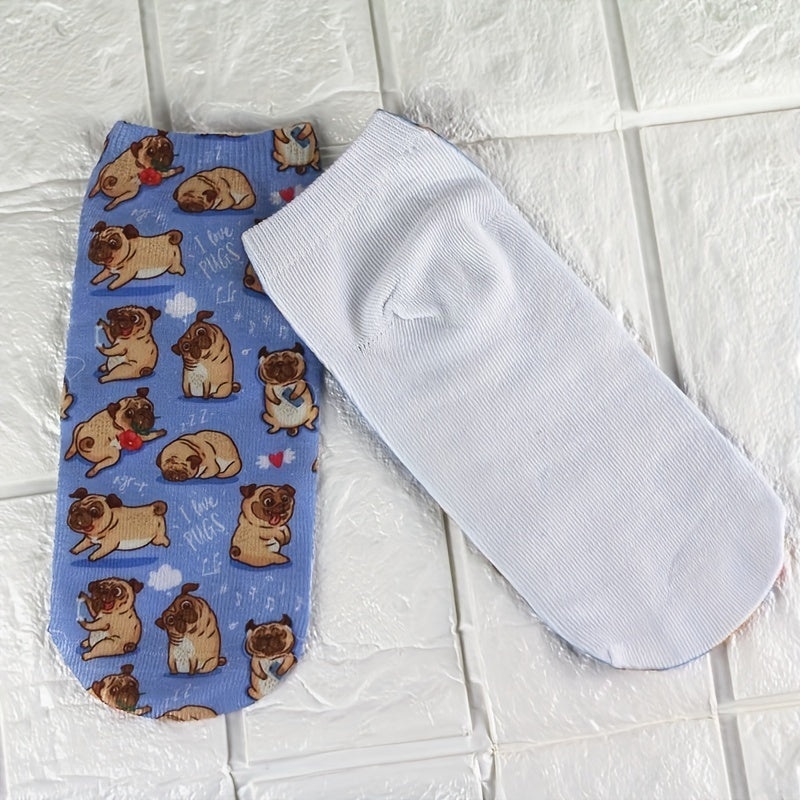 4 Pairs 3D Dog Pattern Comfy Low Cut Socks Women's Stockings