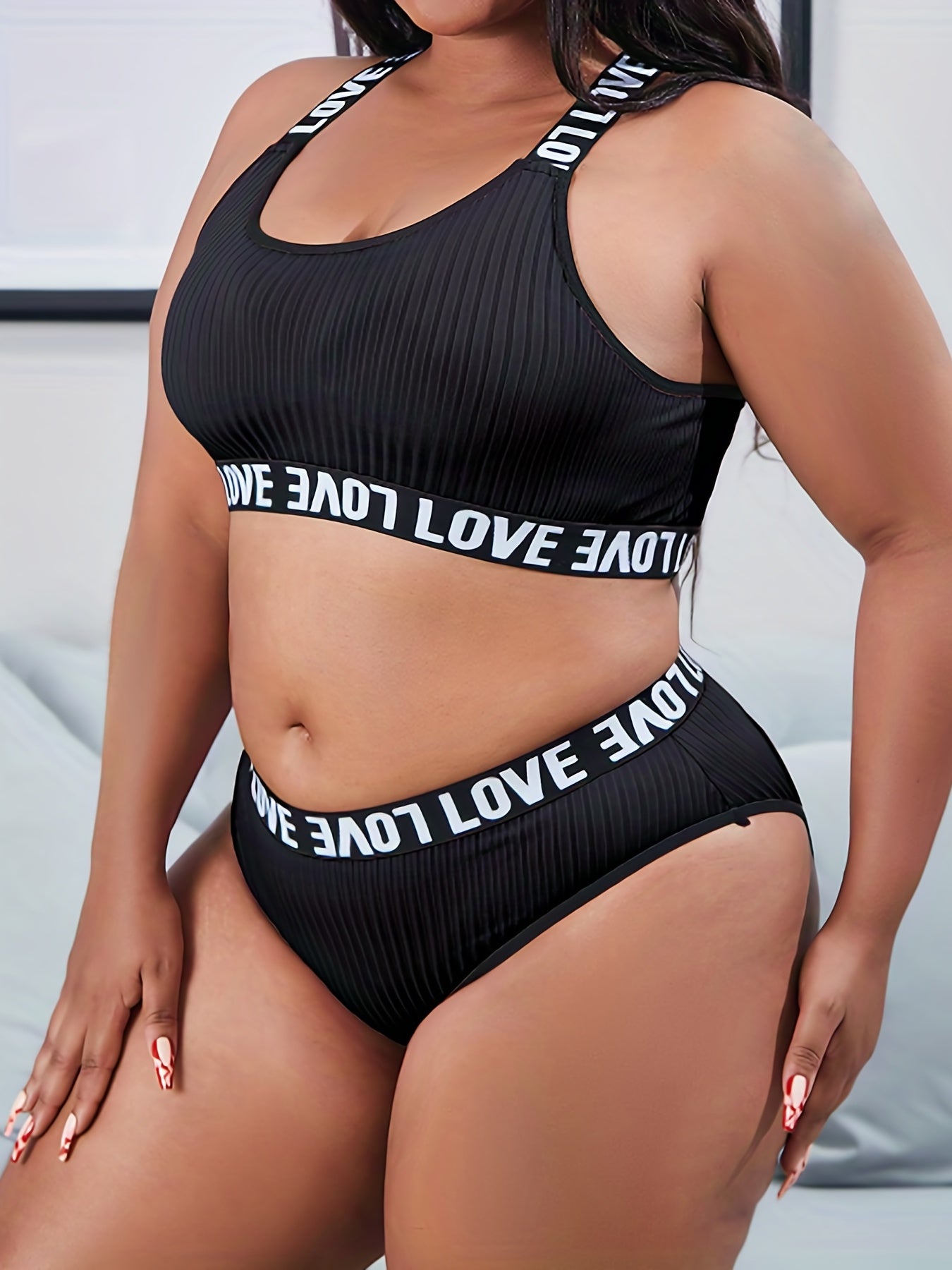 Sports Lingerie Set Ribbed Comfort Bra & Panty Two Piece Set
