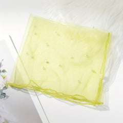 Pearl Decor Infinity Scarf Ruffles Thin Gauze Neck Gaiter Decorative Tulle Scarf