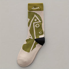 4 Pairs Illustration Print Socks Novelty Funny Mid Tube Stockings