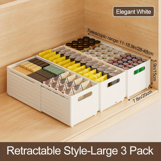 Expandable Storage Box Retractable Plastic Container Organizer