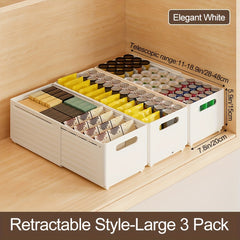 Expandable Storage Box Retractable Plastic Container Organizer