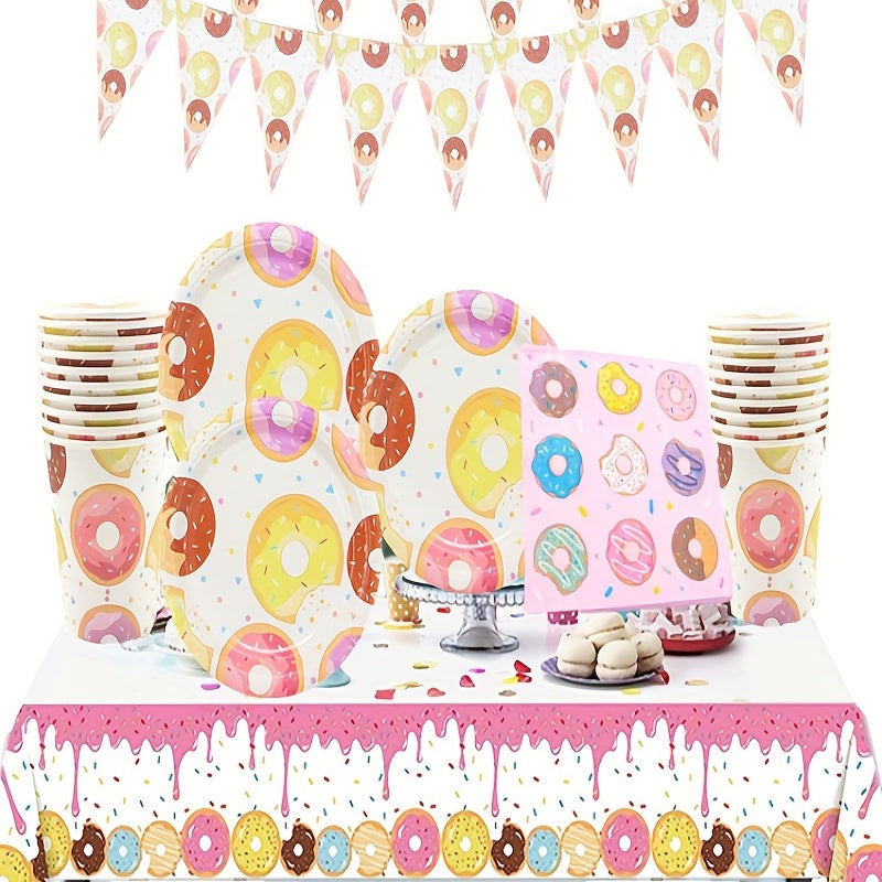 Donut Birthday Party Decorations Banner Plates Supplies For 10 Guests