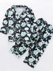 Girls Floral Print Long Sleeve Top & Pants Pajamas Set