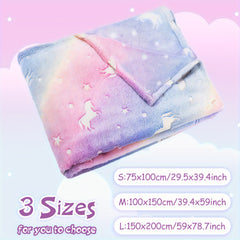 Glow In The Dark Unicorn Blanket Soft Fleece Throw Gift
