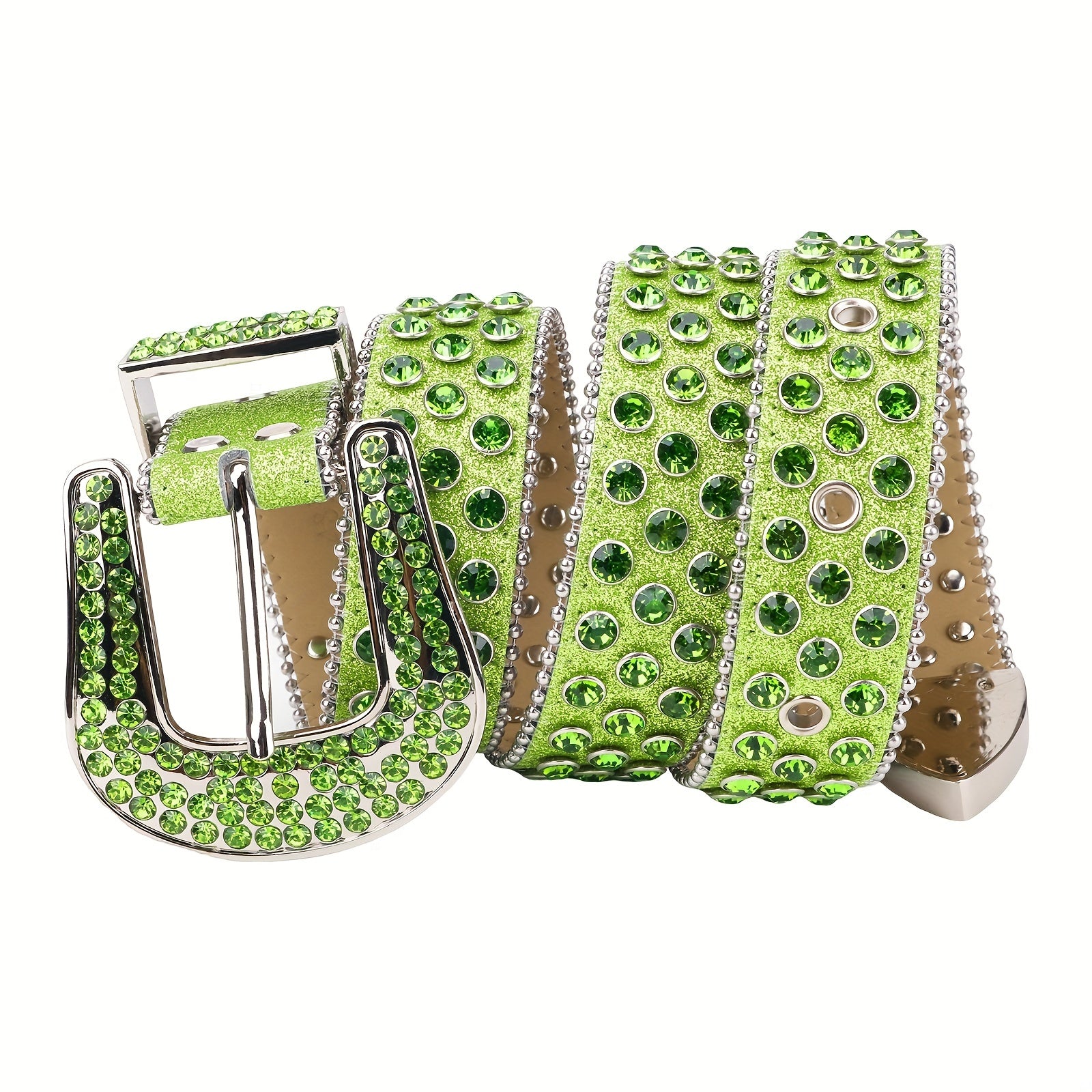 Men's Rhinestone Belt Western Cowboy Cowgirl Punk Crystal Studded Belt