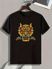 Angry Beast Pattern Print Men's Sports T-shirt Graphic Tee for Fitness