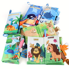 Baby Animal Tail Cloth Book - Forest & Ocean - Educational Puzzle Cloth Book