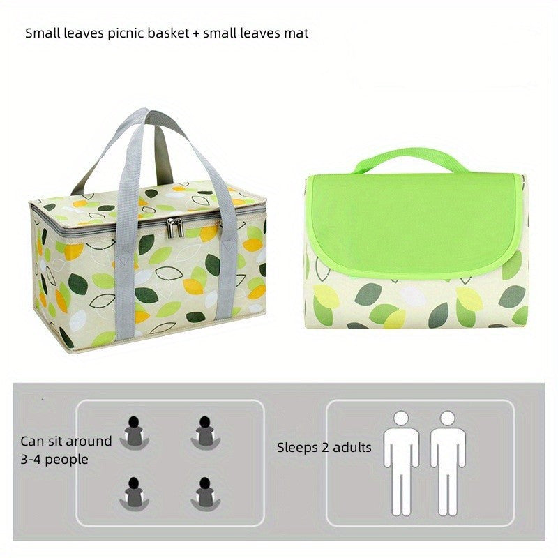 2pcs Sandproof Beach Mat & Picnic Storage Bag Set Waterproof