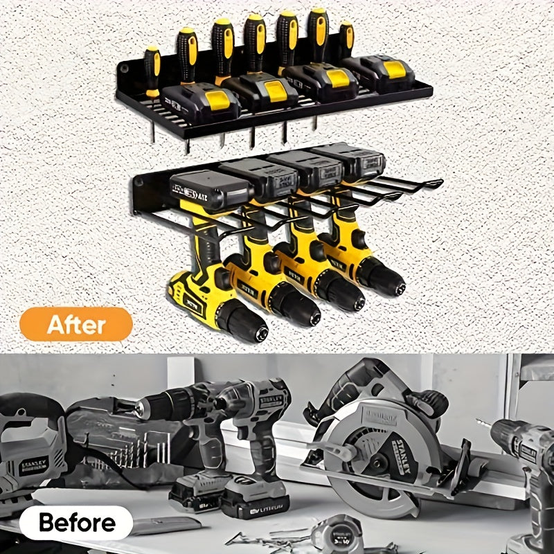 2-Layer Power Tool Organizer Wall Mount - Tool Rack Storage