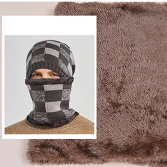Winter Hat Pullover Cap Scarf Two piece Set Plus Velvet Thick Woolen Cap