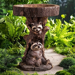 Raccoon Resin Bird Feeder Garden Ornament Decoration