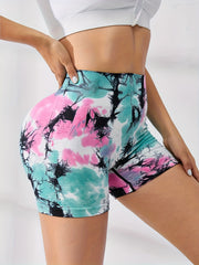 Tie Dye Biker Shorts High Waisted Gym Yoga Activewear