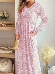 Leopard Print Round Neck Maxi Dress