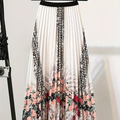 Floral & Leopard Print Elastic Waisted A line Skirt