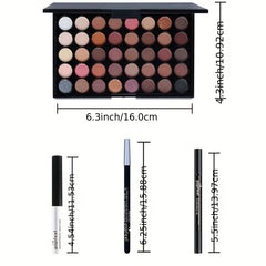 40 Colors Nude Eyeshadow Set with Mascara and Eyeliner - Complete Eye Makeup Kit