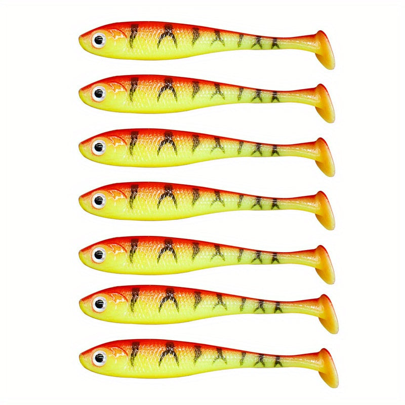 7pcs Soft T Tail Fishing Lures Silicone Artificial Bionic Swimming Bait