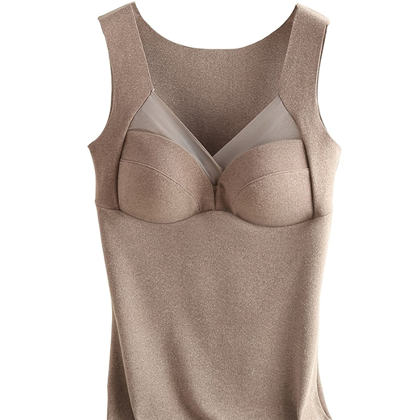 Contrast Lace Thermal Sleeveless V Neck Top