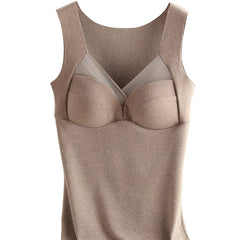Contrast Lace Thermal Sleeveless V Neck Top