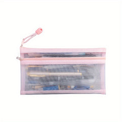 Double Layer Mesh Pencil Case Storage Bag Student Portable Pencil Case