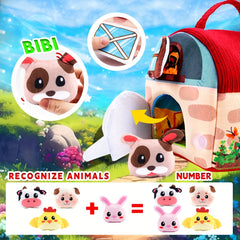 Surprise Barn with Stuffed Farm Animals Rattle Crinkle Paper Mirror Toys