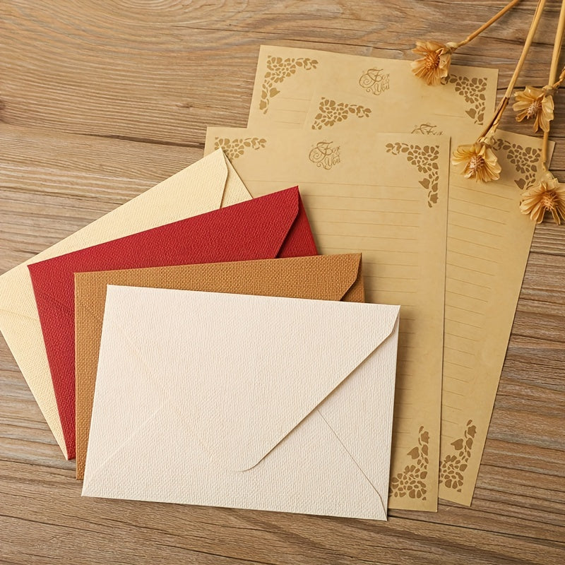Vintage Stationery Set: 6 Burlap Envelopes & 10 Writing Papers