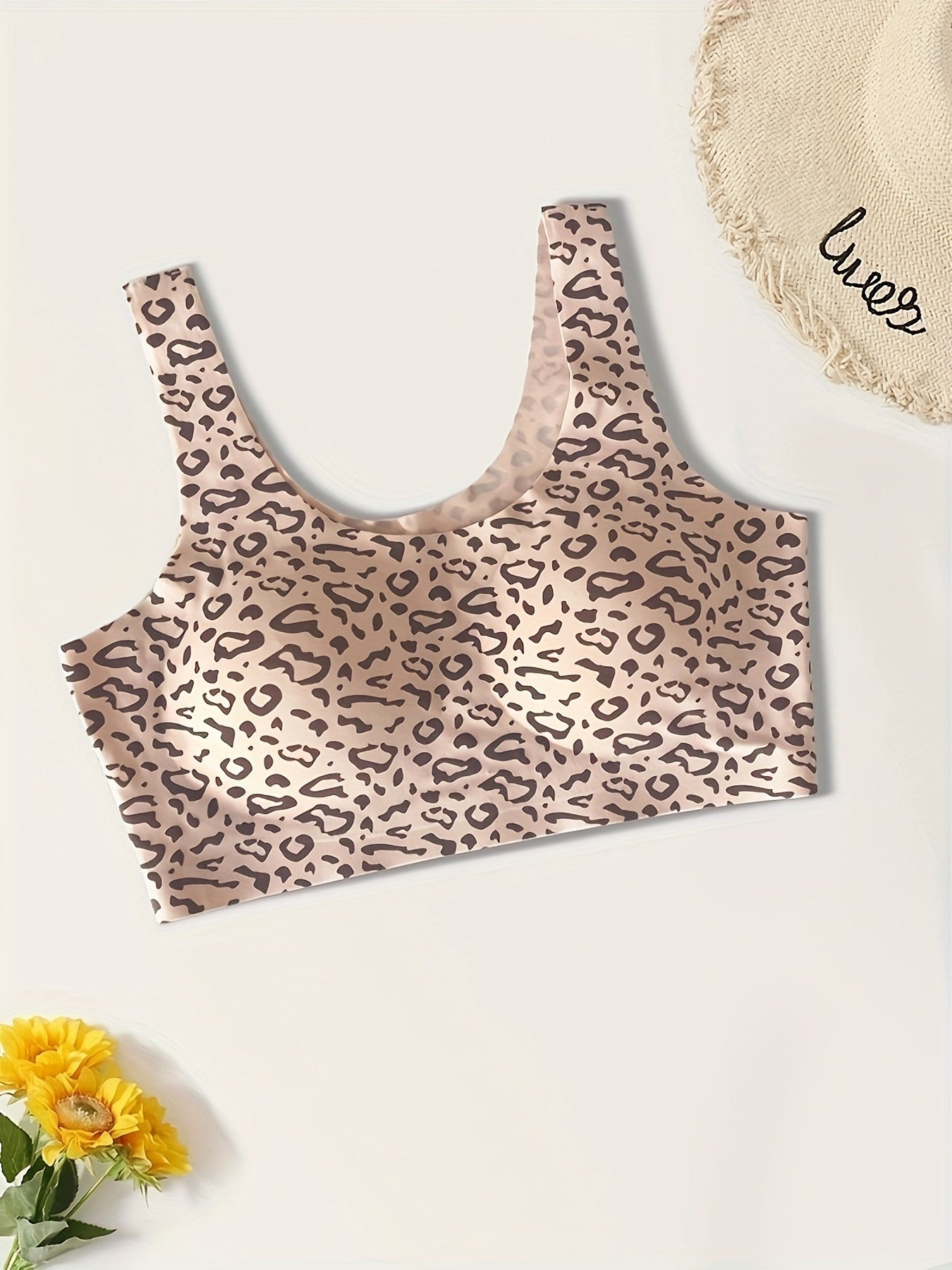 3pcs Leopard Wireless Bras Seamless Breathable Women's Lingerie