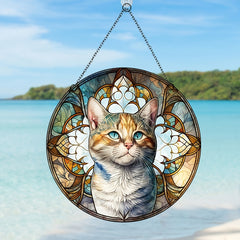 Christmas Cat Acrylic Glass Decorations Green Eyes Party Supplies