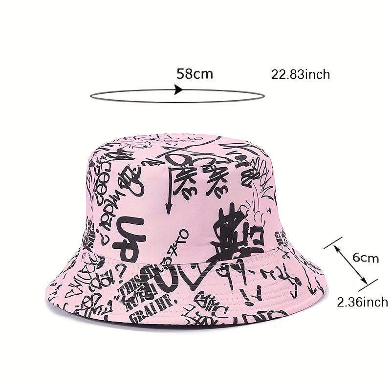 Men's Letter Print Basin Hat Sun Visor, Couple Fisherman Hat