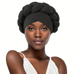 Big Braid Twist Turban Cap Solid Head Wraps Lightweight
