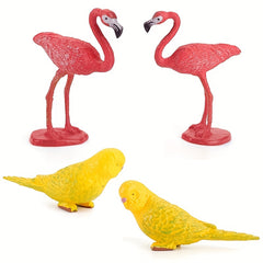 Simulation Parrot & Flamingo Model Set for Desktop Decor